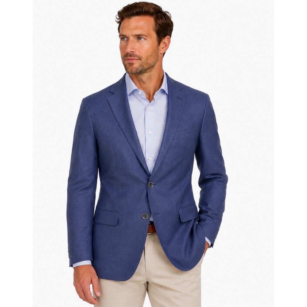 J. Hilburn Mens Size 48R Blue Wool Sport Coat Blazer Custom Tailored 2-Button
